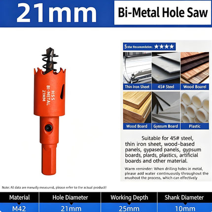 21mm Bi-Metal M42 High Speed Steel Hole Saw with Pilot Drill Bit