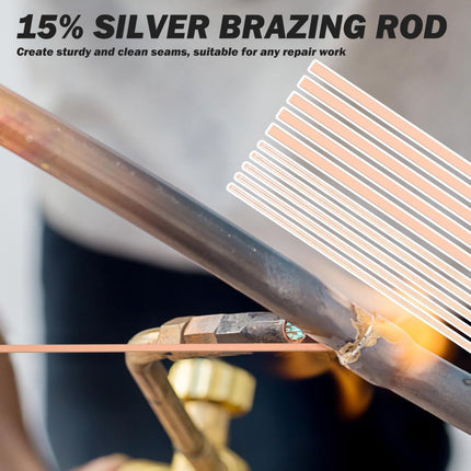 40Pcs 15% Silver Brazing Rods, Silver Solder Phos Copper Brazing Alloys Flat and Round Welding Rods for Air Conditioning Refrigerator Cold Storage HVAC Units (BCuP-2 20Pcs, BCuP-5 20Pcs)