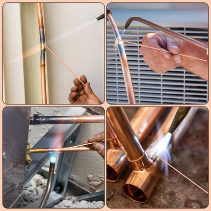 40Pcs 15% Silver Brazing Rods, Silver Solder Phos Copper Brazing Alloys Flat and Round Welding Rods for Air Conditioning Refrigerator Cold Storage HVAC Units (BCuP-2 20Pcs, BCuP-5 20Pcs)