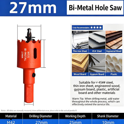 27mm Bi-Metal M42 High Speed Steel Hole Saw with Pilot Drill Bit