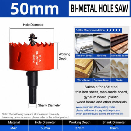 50mm Bi-Metal M42 High Speed Steel Hole Saw with Pilot Drill Bit