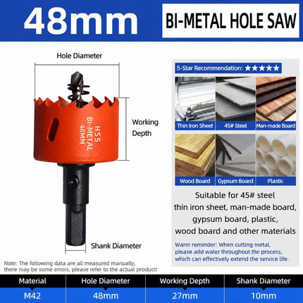 48mm Bi-Metal M42 High Speed Steel Hole Saw with Pilot Drill Bit