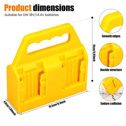 Battery Carrying Holder for 18V/14.4V, Portable Battery Case with Handle, Battery Organizer for Easy and Transport, Ideal for Tool Bags & Job Sites - Yellow - Size 4 Slots