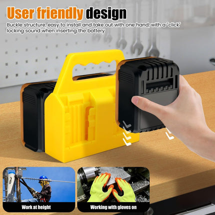 Battery Carrying Holder for 18V/14.4V, Portable Battery Case with Handle, Battery Organizer for Easy and Transport, Ideal for Tool Bags & Job Sites - Yellow - Size 4 Slots