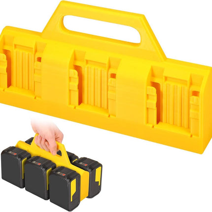 Battery Carrying Holder for 18V/14.4V, Portable Battery Case with Handle, Battery Organizer for Easy and Transport, Ideal for Tool Bags & Job Sites - Yellow - Size 6 Slots
