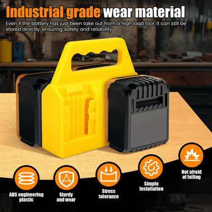 Battery Carrying Holder for 18V/14.4V, Portable Battery Case with Handle, Battery Organizer for Easy and Transport, Ideal for Tool Bags & Job Sites - Yellow - Size 6 Slots