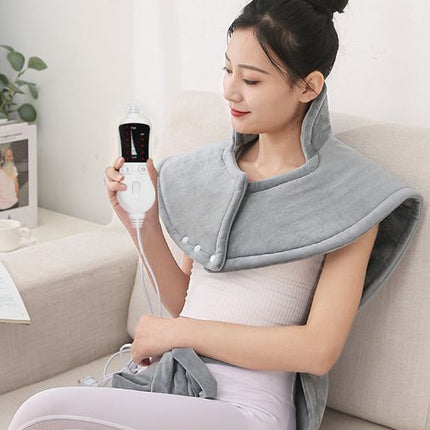 Fast Heating Electric Heating Pad for Neck and Shoulder and Back with 6 Heating Settings & 4 Timer, Large Size Heated Wrap with Auto Shut Off & Machine Washable (Silver Gray, 37x24 inch)