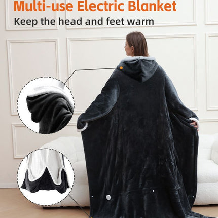 Wearable Heated Blanket Portable with Sleeves & Foot Pocket