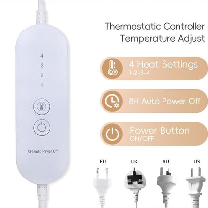 Heated Blanket Electric Throw,4 Heat Settings & 8H Auto Shut-Off Double Helix Fast Heating Electric Blanket,Skin-Friendly Cotton & Non-Slip Design Heated Throw with Overheat Protection - White - Size 59*31.4"