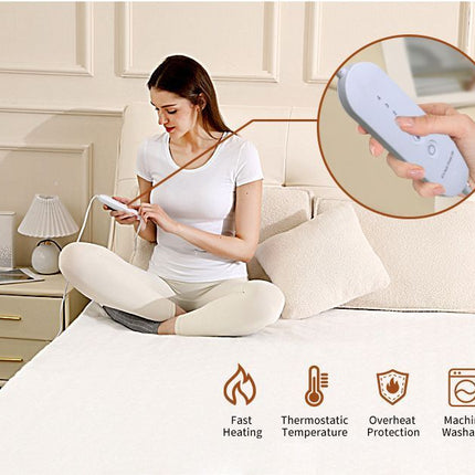 Heated Blanket Electric Throw,4 Heat Settings & 8H Auto Shut-Off Double Helix Fast Heating Electric Blanket,Skin-Friendly Cotton & Non-Slip Design Heated Throw with Overheat Protection - White - Size 59*31.4"