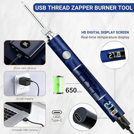 Rechargeable Thread Burner Kit Digital LCD Screen Displays for Intelligent Temperature Control Burning Pen with Three Settings of 2.7V, 3.7V and 4.2V,510 threaded battery - Black - Size 3.5in