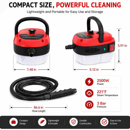 Versora Pro Car Steam Cleaner (Red)