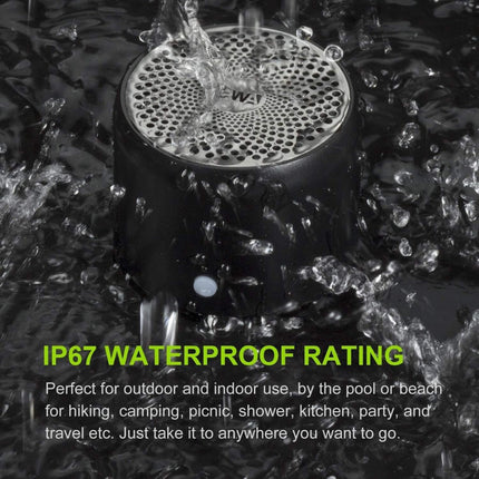 Travel Case Packed, A106 Pro Portable Bluetooth Speaker with Custom Bass Radiator, Brief Design, IP67 Waterproof, Perfect Mini Speaker for Shower, Room, Bike, Car - Black - Size 1.89in*1.54in