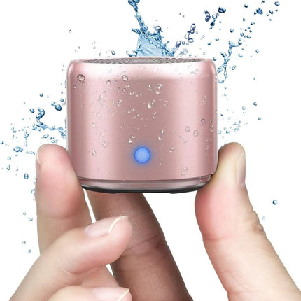Travel Case Packed, A106 Pro Portable Bluetooth Speaker with Custom Bass Radiator, Brief Design, IP67 Waterproof, Perfect Mini Speaker for Shower, Room, Bike, Car - RoseGold - Size 1.89in*1.54in