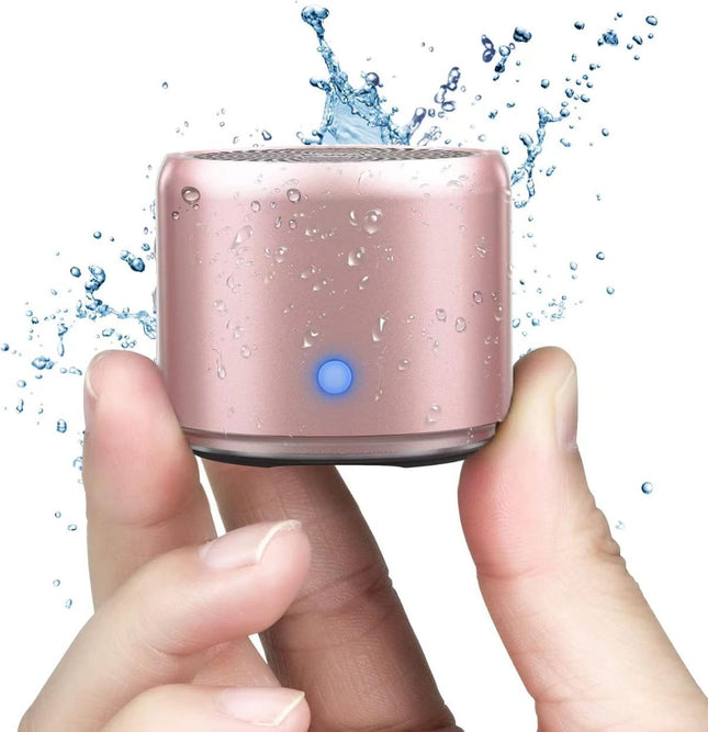 Travel Case Packed, A106 Pro Portable Bluetooth Speaker with Custom Bass Radiator, Brief Design, IP67 Waterproof, Perfect Mini Speaker for Shower, Room, Bike, Car - RoseGold - Size 1.89in*1.54in