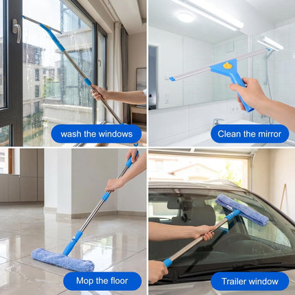 Professional Window Cleaning Kit with Bucket 3 Gallon, 76" Long Handle Squeegee and Microfiber Scrubber, High Window Washing Equipment for Indoor Outdoor, Commercial, Home, Car