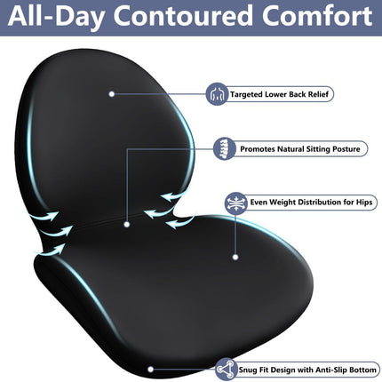 Car Seat Cushion with Lumbar Support Pillow - Memory Foam Driver Seat Cushion for Back & Sciatica Pain Relief, Washable Cover, Non-Slip Bottom for Long Driving, Office Chair & Truck - Gray - Size 17.7in*15.7in*15.7in