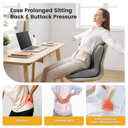 Memory Foam Seat Cushion for Office Chair - Sciatica Pain Relief Coccyx Cushion for Tailbone Pain - Orthopedic Gel Seat Cushion for Car & Desk - Non-Slip Bottom with Breathable Cover - Black-Gray - Size 38cm*38.5cm*33cm
