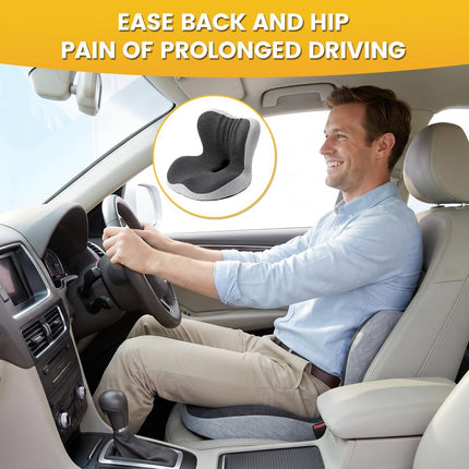 Memory Foam Seat Cushion for Office Chair - Sciatica Pain Relief Coccyx Cushion for Tailbone Pain - Orthopedic Gel Seat Cushion for Car & Desk - Non-Slip Bottom with Breathable Cover - Black-Gray - Size 38cm*38.5cm*33cm