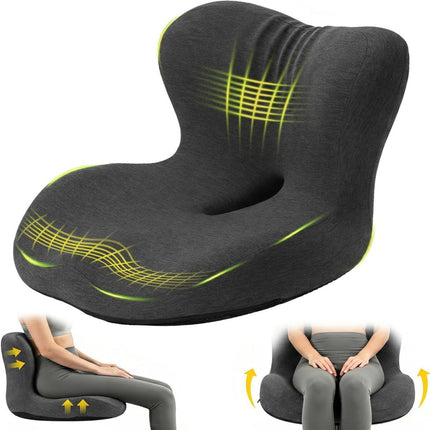 Memory Foam Seat Cushion for Office Chair - Sciatica Pain Relief Coccyx Cushion for Tailbone Pain - Orthopedic Gel Seat Cushion for Car & Desk - Non-Slip Bottom with Breathable Cover - Black - Size 38cm*38.5cm*33cm