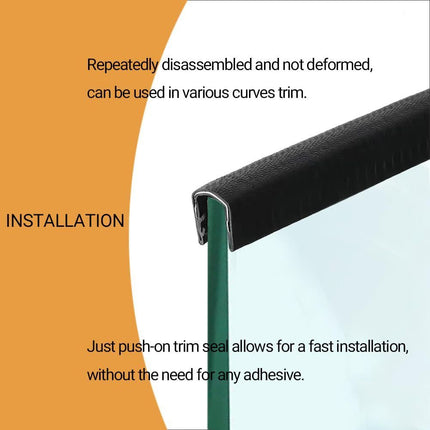 U-Shape Edge Banding - Fits 1/2" Edge, Rubber Trim for Sharp/Rough Surfaces, Veneer, Sheet Metal, Tables, Cars, Trucks, Boats & More - Black - Size 20 FT