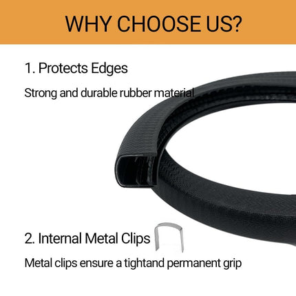U-Shape Edge Banding - Fits 1/2" Edge, Rubber Trim for Sharp/Rough Surfaces, Veneer, Sheet Metal, Tables, Cars, Trucks, Boats & More - Black - Size 5 FT