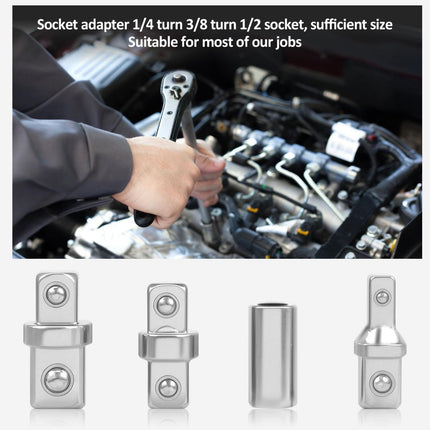 16Pcs 1/2",1/4" and 3/8" Square Drive Adapters, Double-Head External Square Internal Hexagonal Connector
