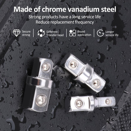 16Pcs 1/2",1/4" and 3/8" Square Drive Adapters, Double-Head External Square Internal Hexagonal Connector