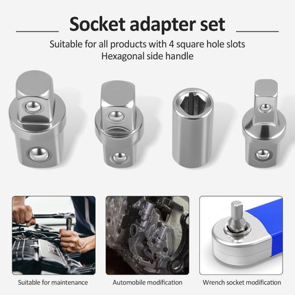 16Pcs 1/2",1/4" and 3/8" Square Drive Adapters, Double-Head External Square Internal Hexagonal Connector