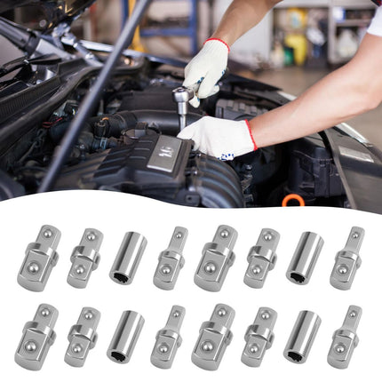 16Pcs 1/2",1/4" and 3/8" Square Drive Adapters, Double-Head External Square Internal Hexagonal Connector