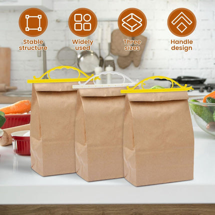 12Pcs Handheld Bag Clips For Food Storage, Reusable Chip Bag Clips With Handle, Grip Sticks Bag Sealers, Strong Load Bearing Sealing Clips For Snack Cereal