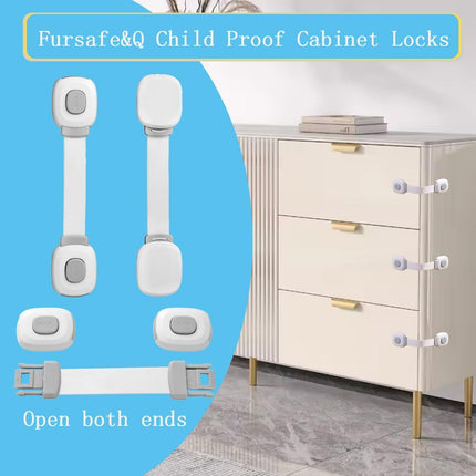 4 Pack Cabinet Locks, Child Safety Cabinet Proofing -Child Safety Strap Locks Adhesive Drawer Fridge Ovens Door Toilet Latches No Drill Multi-Purpose for Furniture Kitchen Lock - Gray