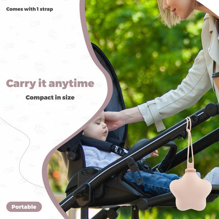 3Pcs Pacifier Holder Case, Safe and Soft Material Pacifier Pouch, Food Grade Silicone Pacifier Case, Star Shape, Protective Pacifier Storage Case for Diaper Bag Stroller - Purple-Beige-Pink - Size 95mm