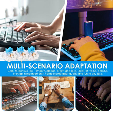 100 PCS Blue Mechanical Keyboard Switches Clickers with Upgraded