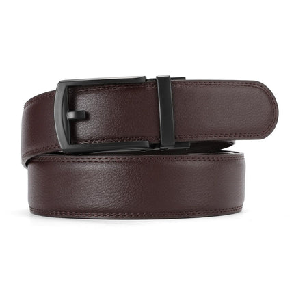 Ratchet Belt for Men Genuine Leather - Micro-Adjust Buckle Trim to Fit Dress Belt Casual to Formal Gift Boxed - Basic Black - Brown - Size 34"-42" Waist Adjustable