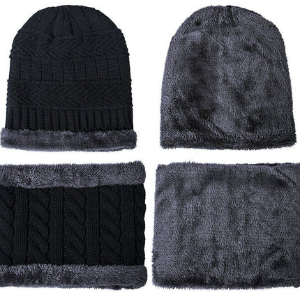 Warm Winter Beanie Hat & Scarf Set Stylish Knit Skull Cap for Men Women - Red - Size M