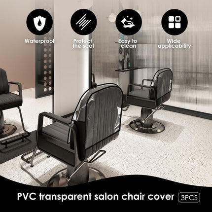 3Pcs Salon Chair Cover, PVC Clear Chair Back Covers, Waterproof Salon Chair Covers Protectors, Soft Salon Chair Back Cover, Fits Most Standard Salon Chairs Office Chairs, 20"x 15.7"x 4.7" - Pink - Size 20in