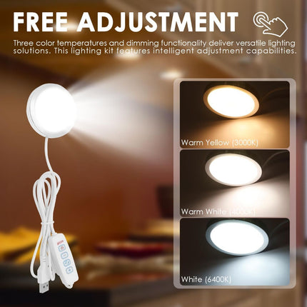 5Pcs LED Lamp Kit 001 for Bambu Lab, 3 Color Temperature 3D Printer LED Lamp Kit, Adjustable Brightness 3D Printed DIY Hardware Model Spare Parts, 5V USB Powered