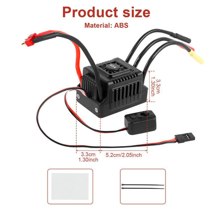 New Brushless Sensorless ESC, 60A Waterproof Dustproof Brushless Smart ESC, Sensorless Motor Combo, Multiple Protection Brushless ESC for 1/10 RC Car Truck Outdoor (T Plug)