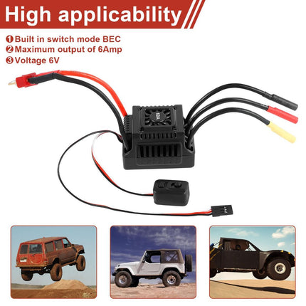 New Brushless Sensorless ESC, 60A Waterproof Dustproof Brushless Smart ESC, Sensorless Motor Combo, Multiple Protection Brushless ESC for 1/10 RC Car Truck Outdoor (T Plug)