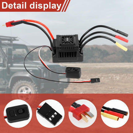 New Brushless Sensorless ESC, 60A Waterproof Dustproof Brushless Smart ESC, Sensorless Motor Combo, Multiple Protection Brushless ESC for 1/10 RC Car Truck Outdoor (T Plug)