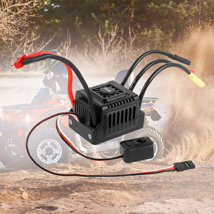 New Brushless Sensorless ESC, 60A Waterproof Dustproof Brushless Smart ESC, Sensorless Motor Combo, Multiple Protection Brushless ESC for 1/10 RC Car Truck Outdoor (T Plug)