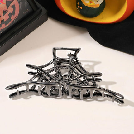 3PCS Black Spider Web Skeleton Hand Skull Hair Claw Clips (Black)
