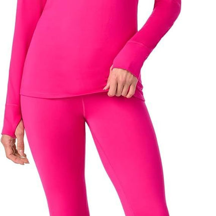 Cuddl Duds Womens Heavyweight Cold Weather Fleece Lined Thermal Set – Long Sleeve Top & Leggings - Winter Lounge Sets - Red - Size S