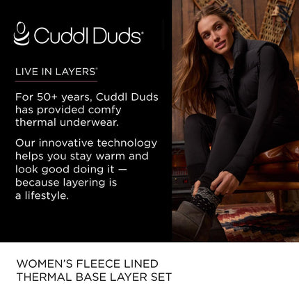 Cuddl Duds Womens Heavyweight Cold Weather Fleece Lined Thermal Set – Long Sleeve Top & Leggings - Winter Lounge Sets - Red - Size XL