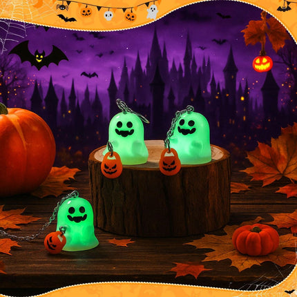 Halloween Ghosts Earrings and Necklace Set Glow in the Dark (Size C)