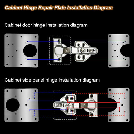 Cabinet Hinge Repair Plate, Hinges Repair Fixing Plate Cabinet Repair Board | 6 Pcs Stainless Steel Hinge Repair Brackets Kit,Kitchen Cupboard Door Hinge Repair Plate Kit with Screws Large Universal