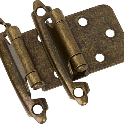 Cabinet Hinges Brushed Nickel for Kitchen Cabinets Doors (10 Pcs) -1/2" Overlay (Variable) -Self Closing Kitchen Cabinet Hinges Flush Mount w/Silicon Bumpers & Hardware Screws - Antique bronze