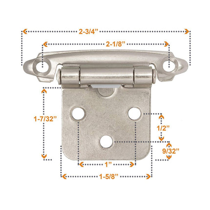 Cabinet Hinges Brushed Nickel for Kitchen Cabinets Doors (10 Pcs) -1/2" Overlay (Variable) -Self Closing Kitchen Cabinet Hinges Flush Mount w/Silicon Bumpers & Hardware Screws - Antique bronze