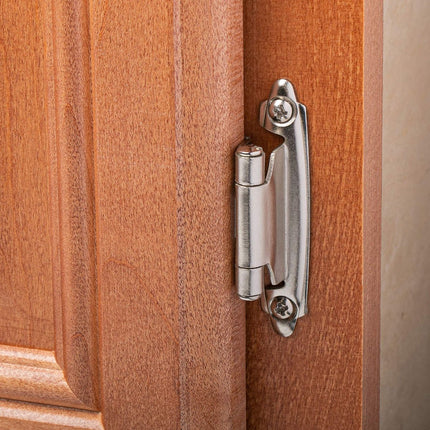Cabinet Hinges Brushed Nickel for Kitchen Cabinets Doors (10 Pcs) -1/2" Overlay (Variable) -Self Closing Kitchen Cabinet Hinges Flush Mount w/Silicon Bumpers & Hardware Screws - Antique bronze